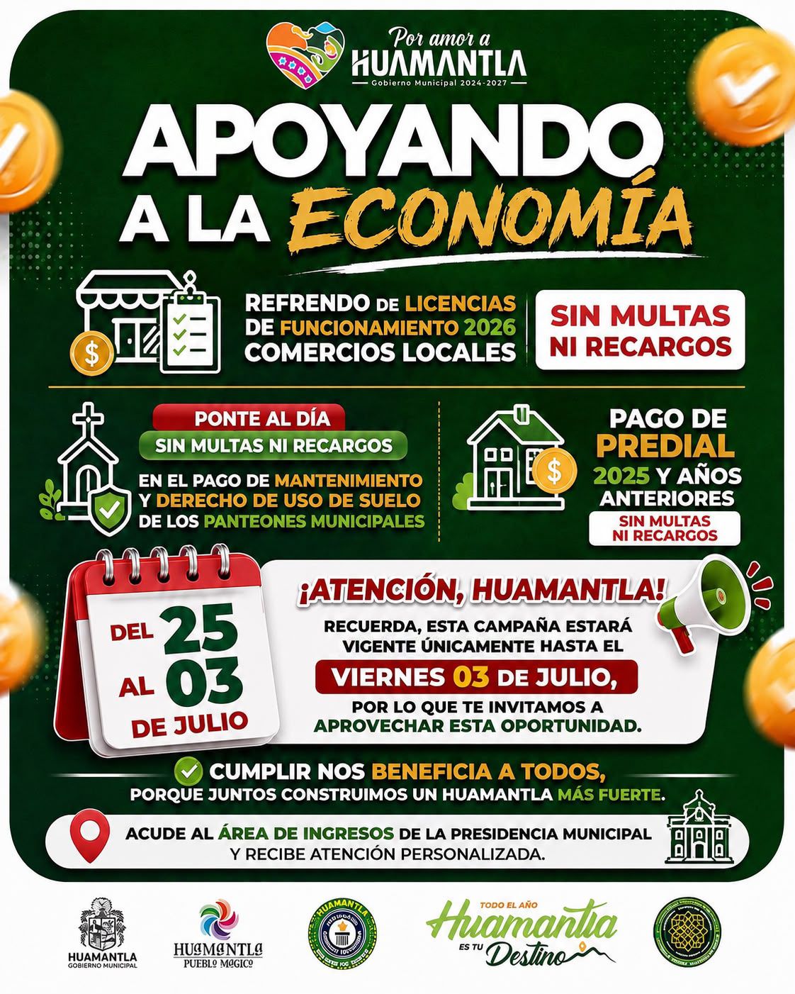 AMPLÍA GOBIERNO DE HUAMANTLA LA CAMPAÑA “APOYANDO A LA ECONOMÍA” HASTA EL 3 DE JULIO