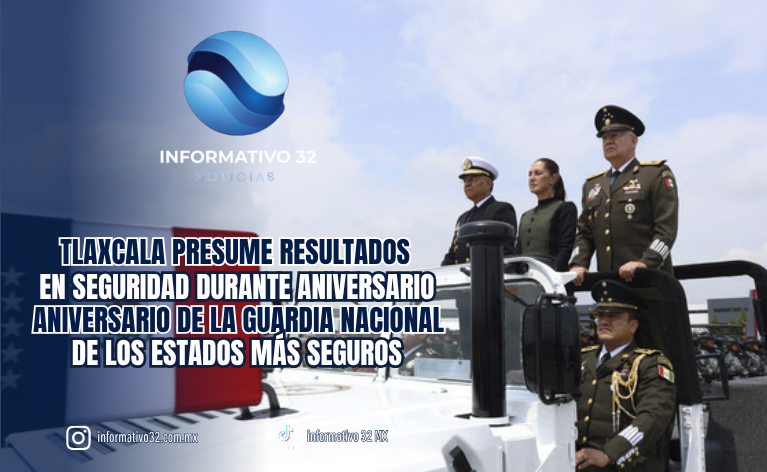 TLAXCALA PRESUME RESULTADOS EN SEGURIDAD DURANTE ANIVERSARIO DE LA GUARDIA NACIONAL: 44 MESES ENTRE LOS ESTADOS MÁS SEGUROS