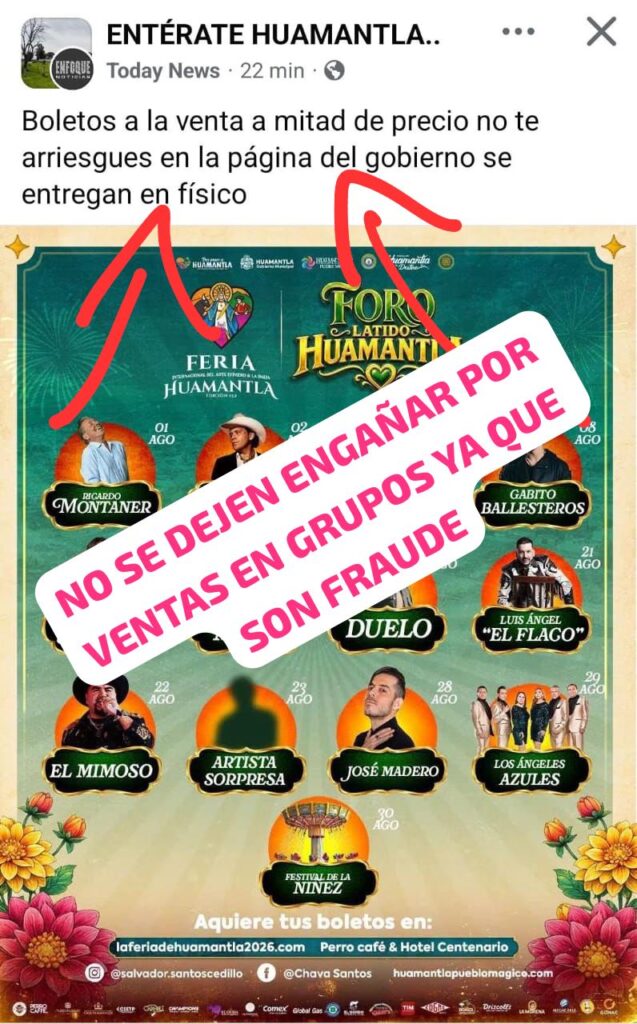 Gobierno Municipal de Huamantla exhorta a adquirir boletos de la feria únicamente en los puntos oficiales