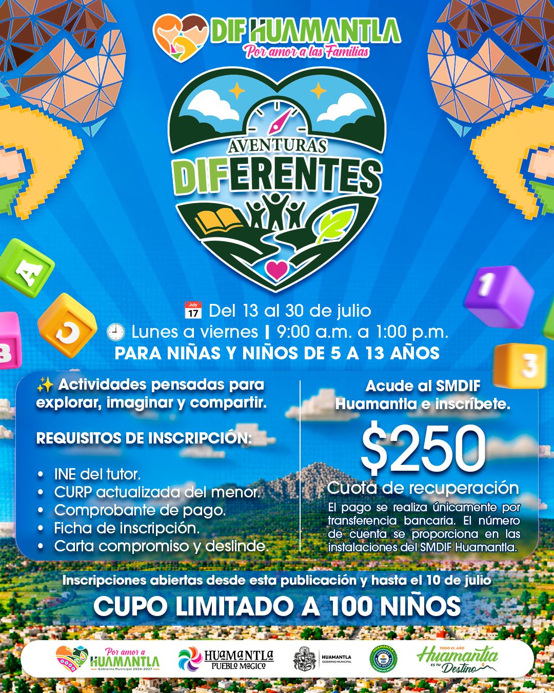 HUAMANTLA OFRECERÁ UN VERANO LLENO DE APRENDIZAJE Y DIVERSIÓN PARA LA NIÑEZ CON EL CURSO “AVENTURAS DIFERENTES”
