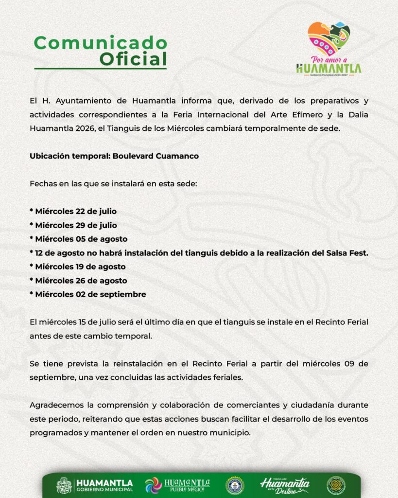 COMUNICADO A LA CIUDADANÍA Y COMERCIANTES
