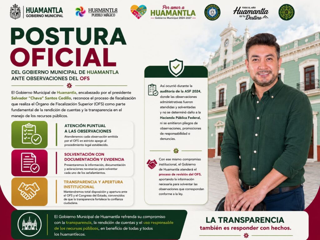 Gobierno de Huamantla atenderá observaciones del OFS conforme al procedimiento legal