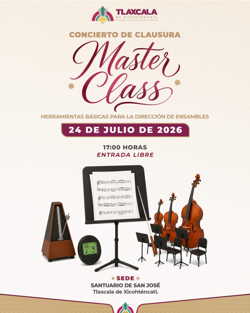 LA MÚSICA SE APROPIARÁ DEL SANTUARIO DE SAN JOSÉ CON CONCIERTO DE CLAUSURA DE MASTER CLASS ORGANIZADA POR EL AYUNTAMIENTO DE TLAXCALA