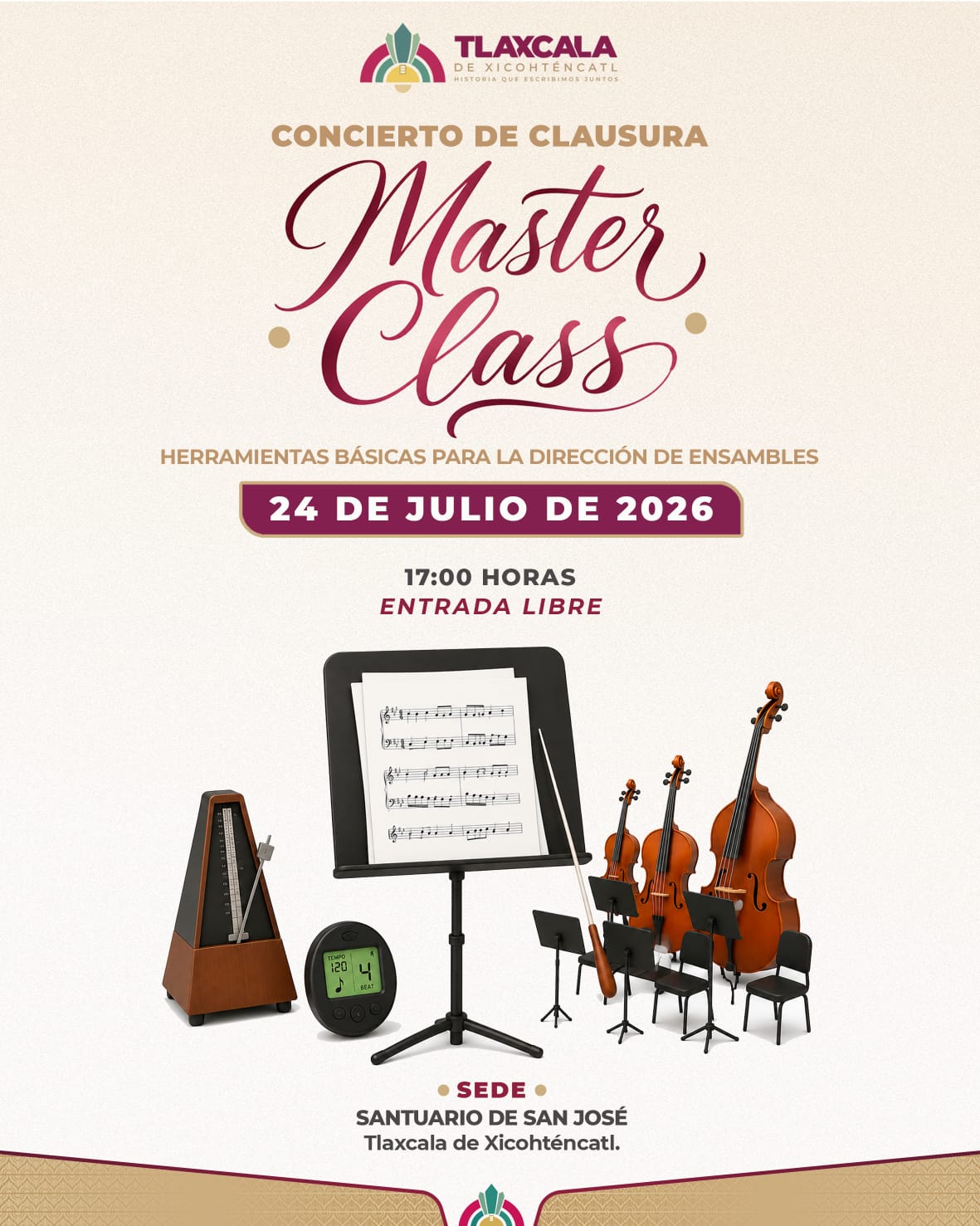 LA MÚSICA SE APROPIARÁ DEL SANTUARIO DE SAN JOSÉ CON CONCIERTO DE CLAUSURA DE MASTER CLASS ORGANIZADA POR EL AYUNTAMIENTO DE TLAXCALA