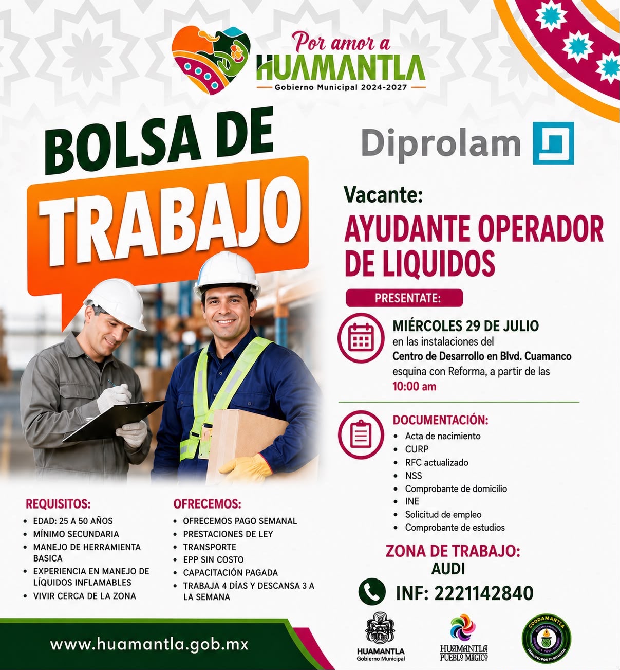 ¡Hay oportunidades laborales para las y los huamantlecos!