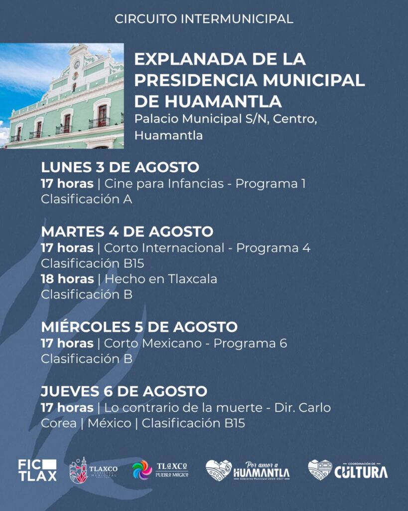HUAMANTLA SERÁ SEDE DEL CIRCUITO INTERMUNICIPAL DEL FESTIVAL INTERNACIONAL DE CINE DE TLAXCALA