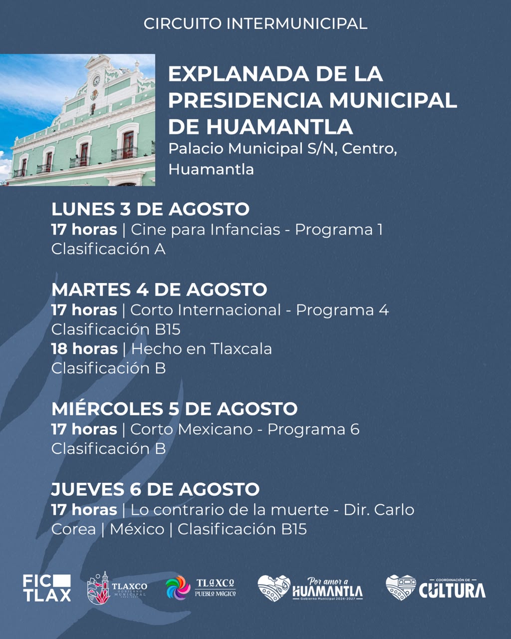 HUAMANTLA SERÁ SEDE DEL CIRCUITO INTERMUNICIPAL DEL FESTIVAL INTERNACIONAL DE CINE DE TLAXCALA