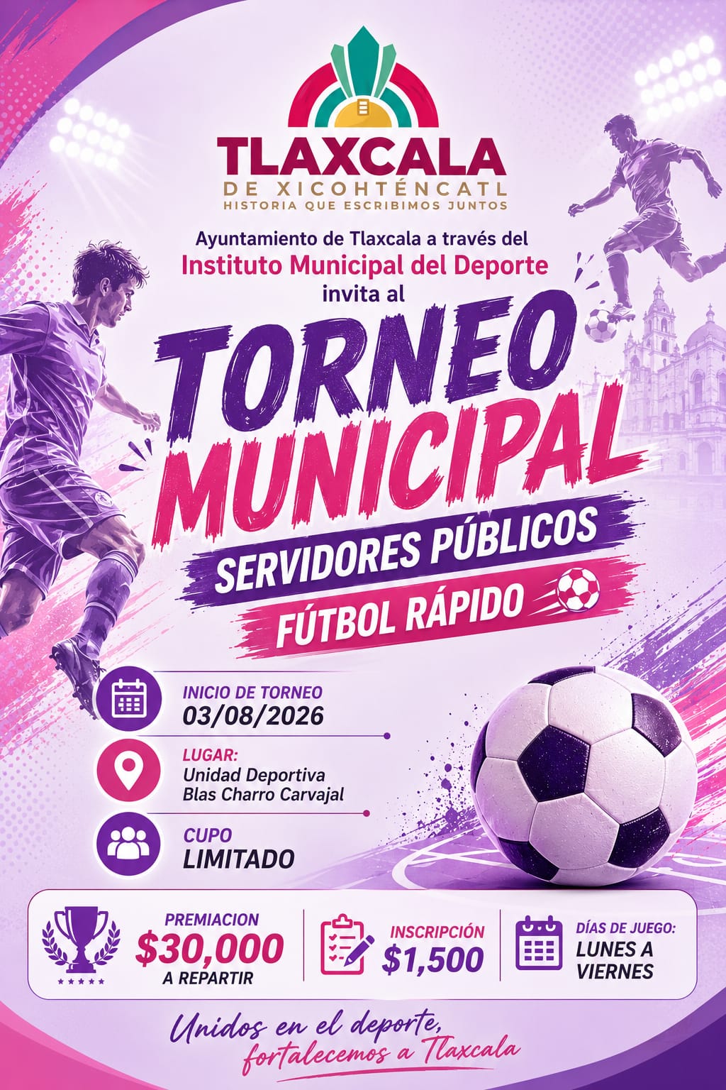 ABRE AYUNTAMIENTO DE TLAXCALA CONVOCATORIA AL TORNEO MUNICIPAL DE FUTBOL RÁPIDO PARA SERVIDORES PÚBLICOS