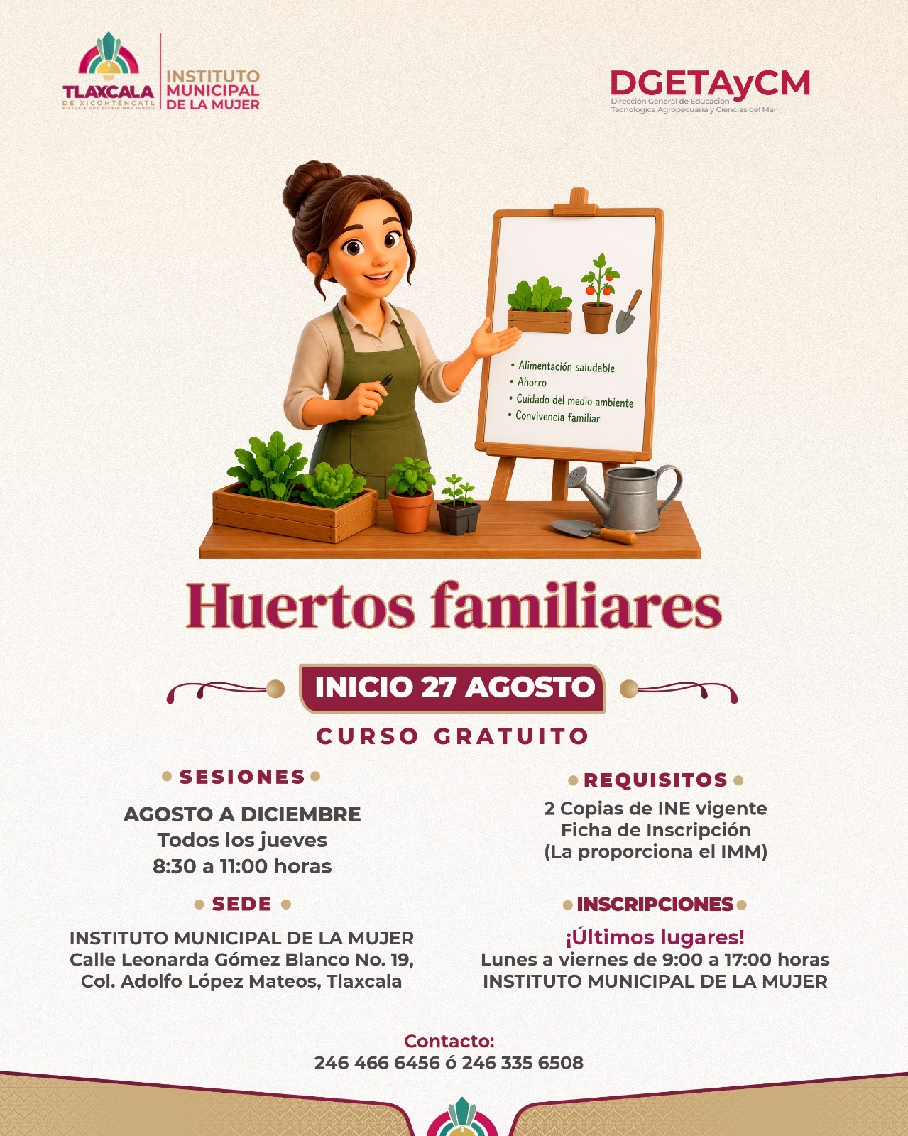 AYUNTAMIENTO DE TLAXCALA INVITA A APROVECHAR LOS ÚLTIMOS LUGARES PARA EL CURSO GRATUITO SOBRE HUERTOS FAMILIARES