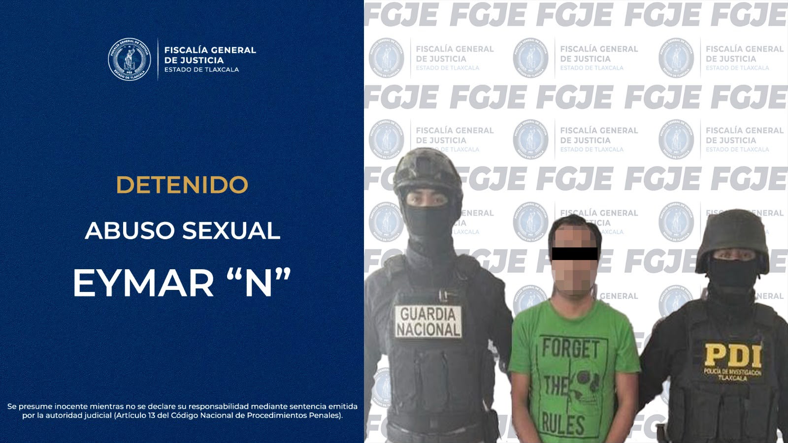 FGJE DETIENE A UN HOMBRE POR PRESUNTO DELITO DE ABUSO SEXUAL