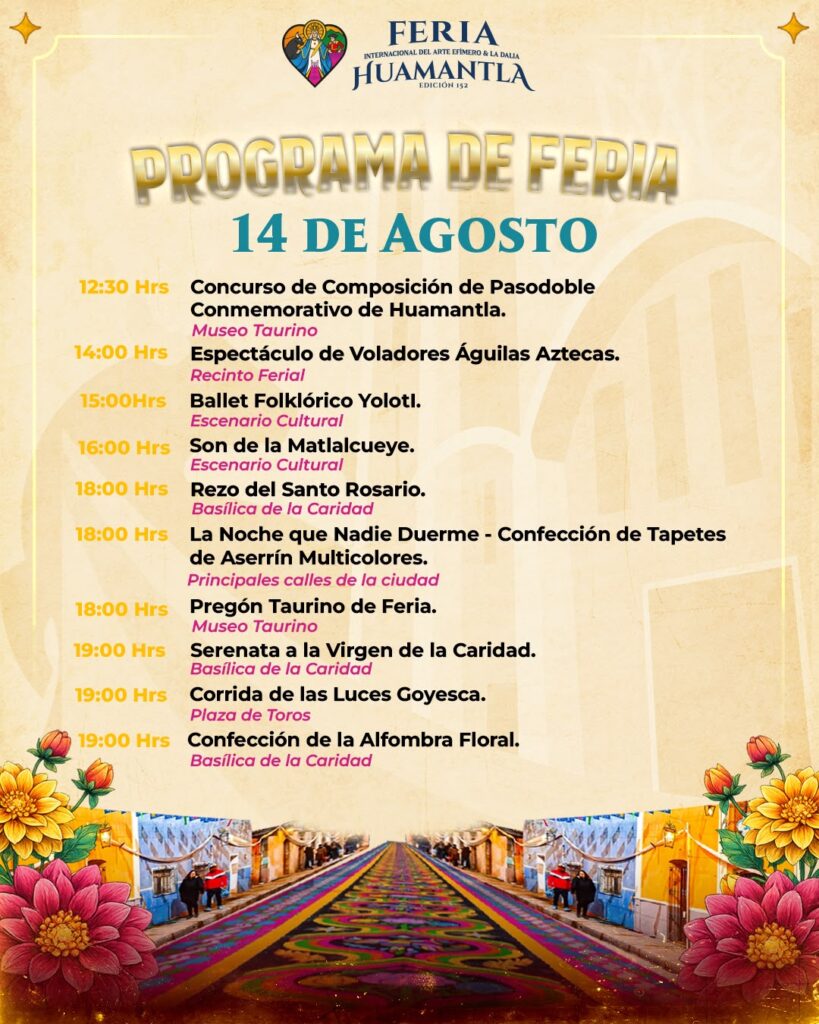 HUAMANTLA SE VISTE DE TRADICIÓN PARA VIVIR EL DÍA MÁS ESPERADO DE LA FERIA INTERNACIONAL DEL ARTE EFÍMERO Y LA DALIA 2026