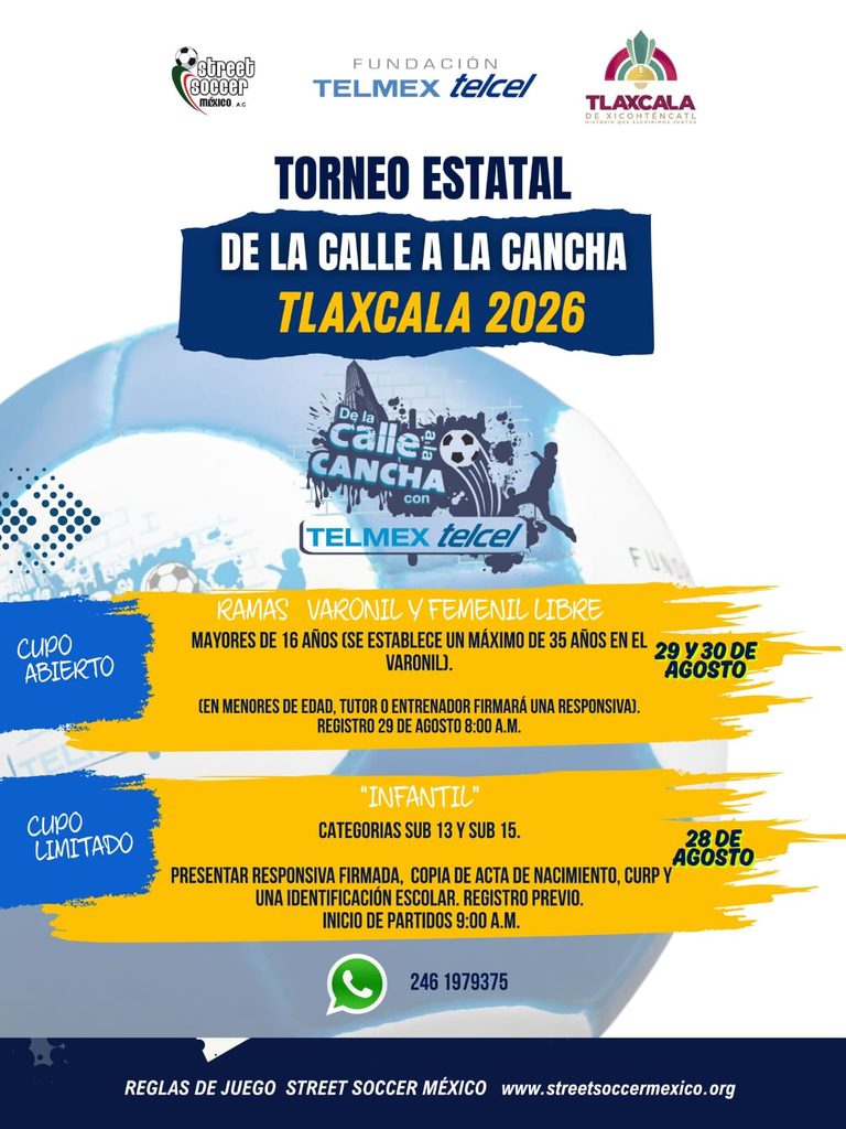 SUMA ESFUERZOS EL AYUNTAMIENTO DE TLAXCALA PARA LLEVAR “DE LA CALLE A LA CANCHA” A LA UNIDAD DEPORTIVA BLAS “CHARRO” CARVAJAL