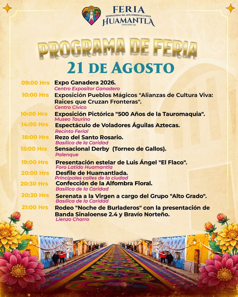HUAMANTLA PREPARA UN 21 DE AGOSTO CON ACTIVIDADES PARA DISFRUTAR EN GRANDE