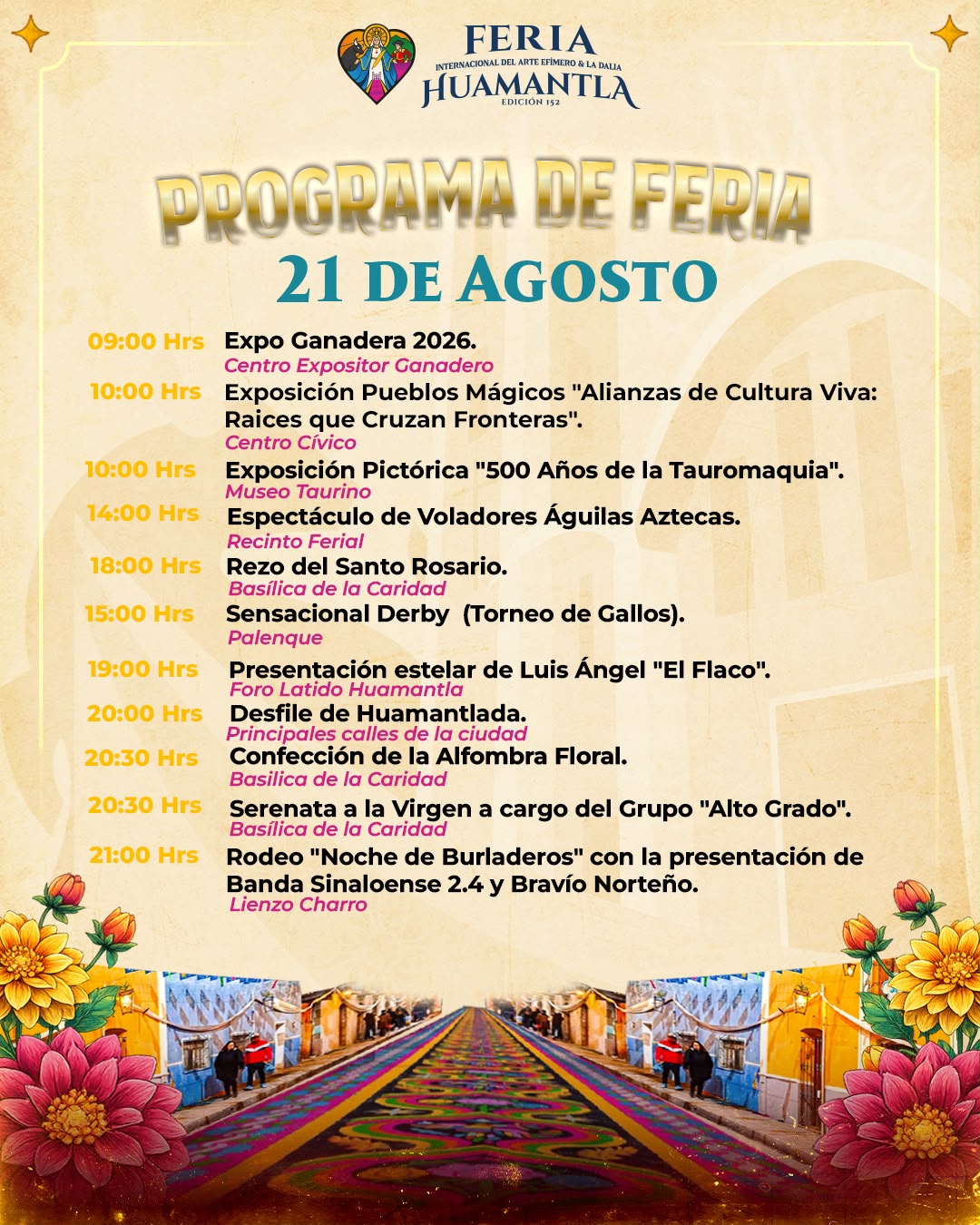 HUAMANTLA PREPARA UN 21 DE AGOSTO CON ACTIVIDADES PARA DISFRUTAR EN GRANDE
