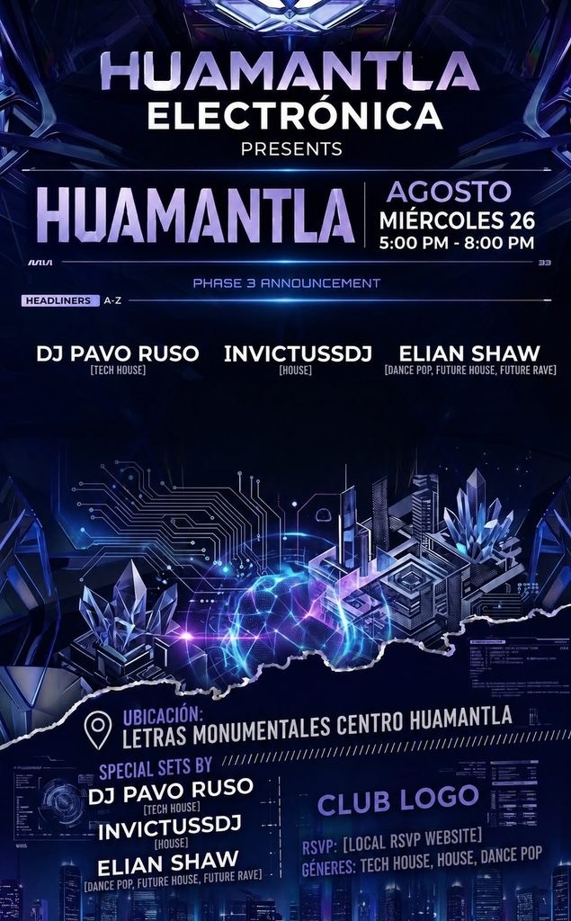 HUAMANTLA VIVIRÁ UNA TARDE DE MÚSICA ELECTRÓNICA CON “HUAMANTLA ELECTRÓNICA”