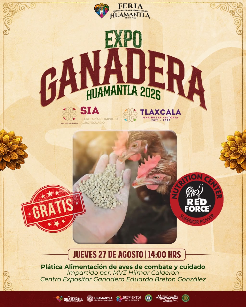 HUAMANTLA IMPULSA EL CONOCIMIENTO Y CUIDADO DE LAS AVES DE COMBATE EN LA EXPO GANADERA 2026