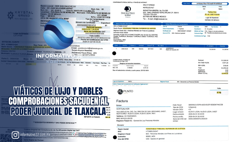 VIÁTICOS DE LUJO Y DOBLES COMPROBACIONES SACUDEN AL PODER JUDICIAL DE TLAXCALA