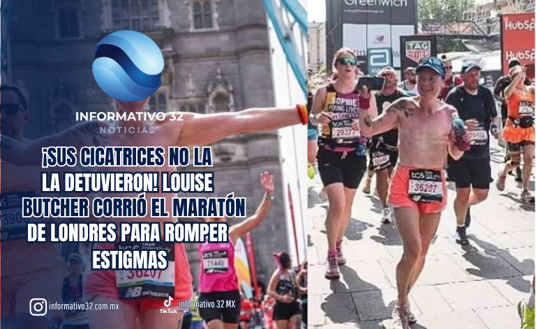 ¡SUS CICATRICES NO LA DETUVIERON! LOUISE BUTCHER CORRIÓ EL MARATÓN DE LONDRES PARA ROMPER ESTIGMAS