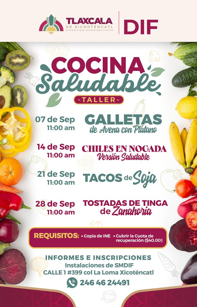 INVITA AYUNTAMIENTO DE TLAXCALA LOS TALLERES DE COCINA QUE ORGANIZA EL SMDIF