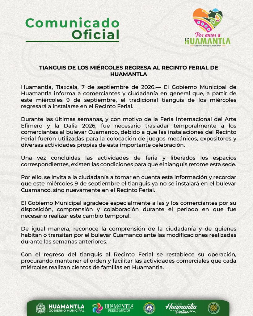 TIANGUIS DE LOS MIÉRCOLES REGRESA AL RECINTO FERIAL DE HUAMANTLA