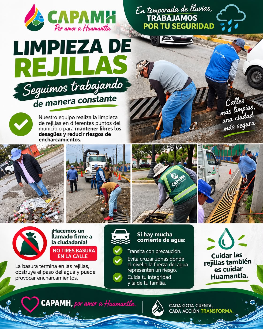 EN TEMPORADA DE LLUVIAS, CAPAMH NO BAJA LA GUARDIA.