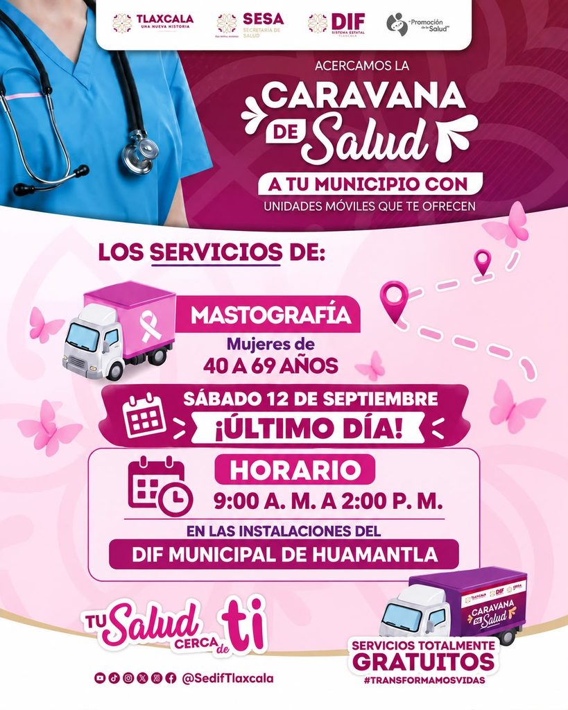 SMDIF HUAMANTLA AMPLÍA JORNADA DE MASTOGRAFÍAS GRATUITAS ESTE SÁBADO