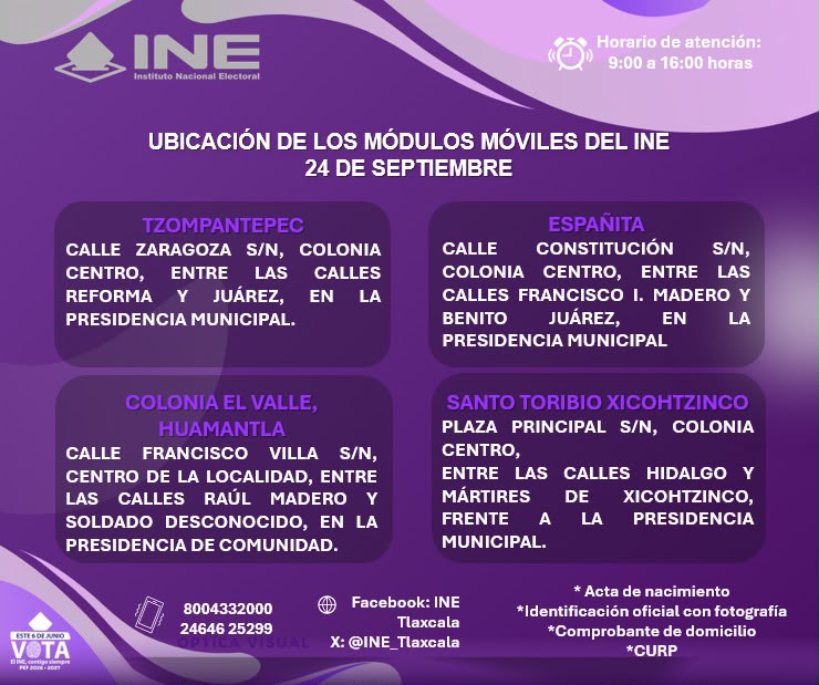 MÓDULO MÓVIL DEL INE BRINDARÁ SERVICIOS REGISTRALES EN HUAMANTLA