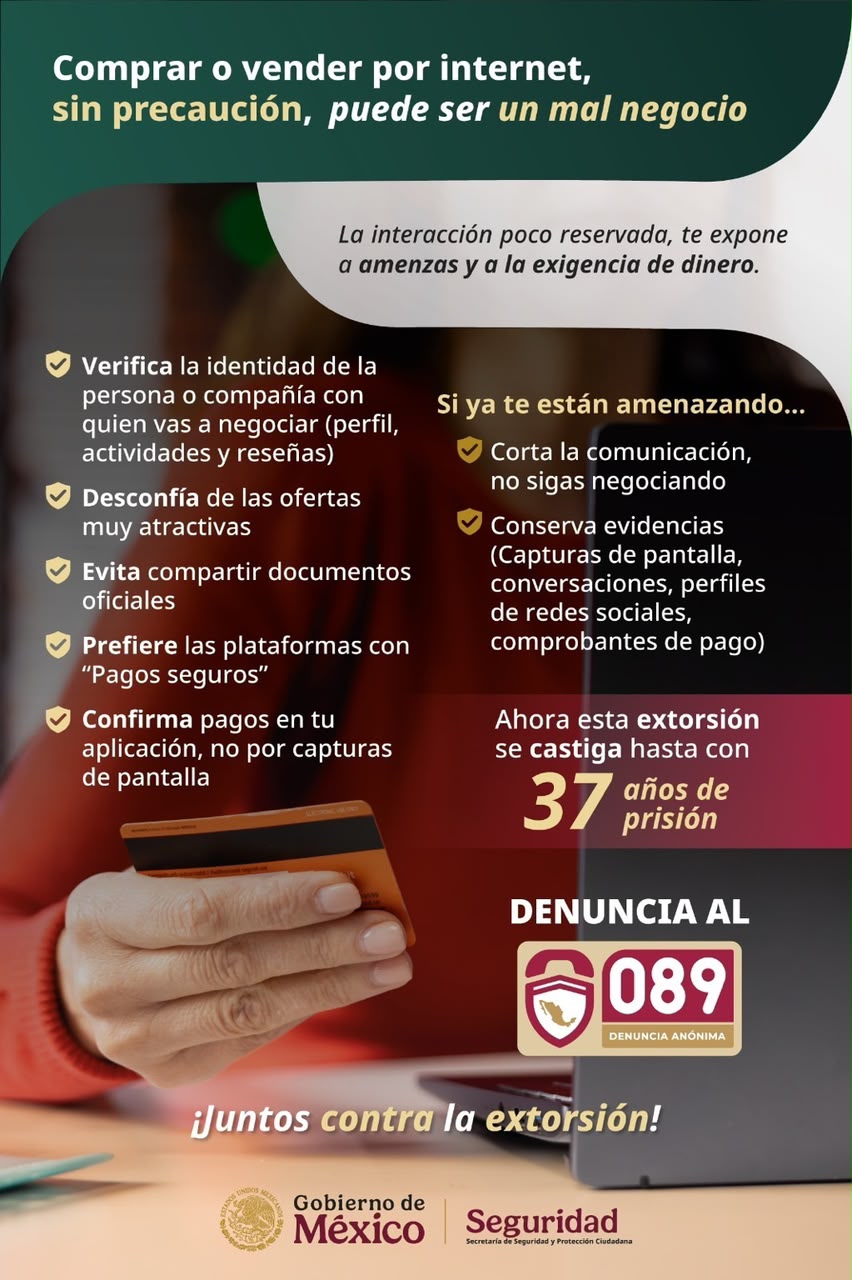 HUAMANTLA REFUERZA EL LLAMADO A PREVENIR LA EXTORSIÓN EN COMPRAS Y VENTAS POR INTERNET