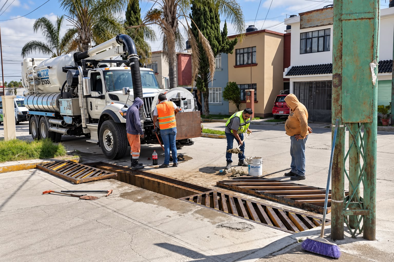 BRIGADAS MUNICIPALES ATIENDEN REJILLAS Y REALIZAN LABORES DE LIMPIEZA EN ACUITLAPILCO
