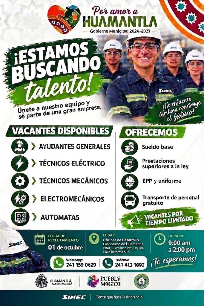 ¡HUAMANTLA, TIENE TALENTO Y HAY OPORTUNIDADES PARA TI!