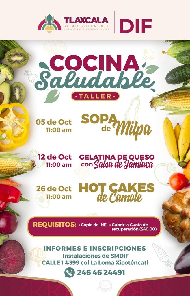 LANZA AYUNTAMIENTO DE TLAXCALA CONVOCATORIA PARA PARTICIPAR EN EL TALLER DE “COCINA SALUDABLE”