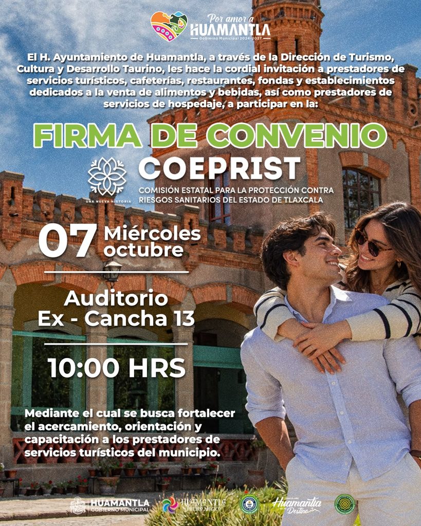 HUAMANTLA Y COEPRIST FORTALECERÁN LA ORIENTACIÓN Y CAPACITACIÓN PARA PRESTADORES DE SERVICIOS TURÍSTICOS
