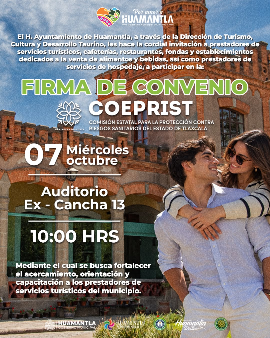 HUAMANTLA Y COEPRIST FORTALECERÁN LA ORIENTACIÓN Y CAPACITACIÓN PARA PRESTADORES DE SERVICIOS TURÍSTICOS