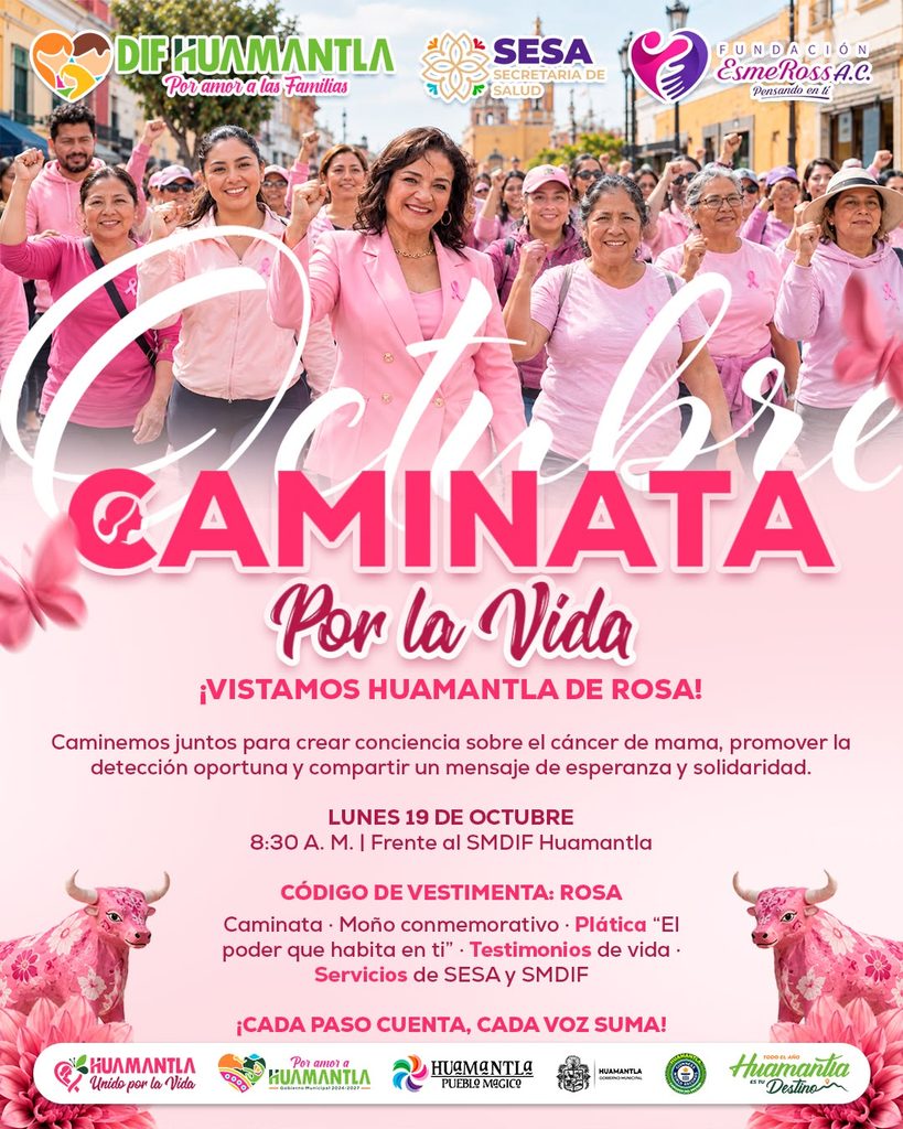 HUAMANTLA CAMINARÁ POR LA VIDA EN EL MARCO DEL DÍA MUNDIAL DE LA LUCHA CONTRA EL CÁNCER DE MAMA