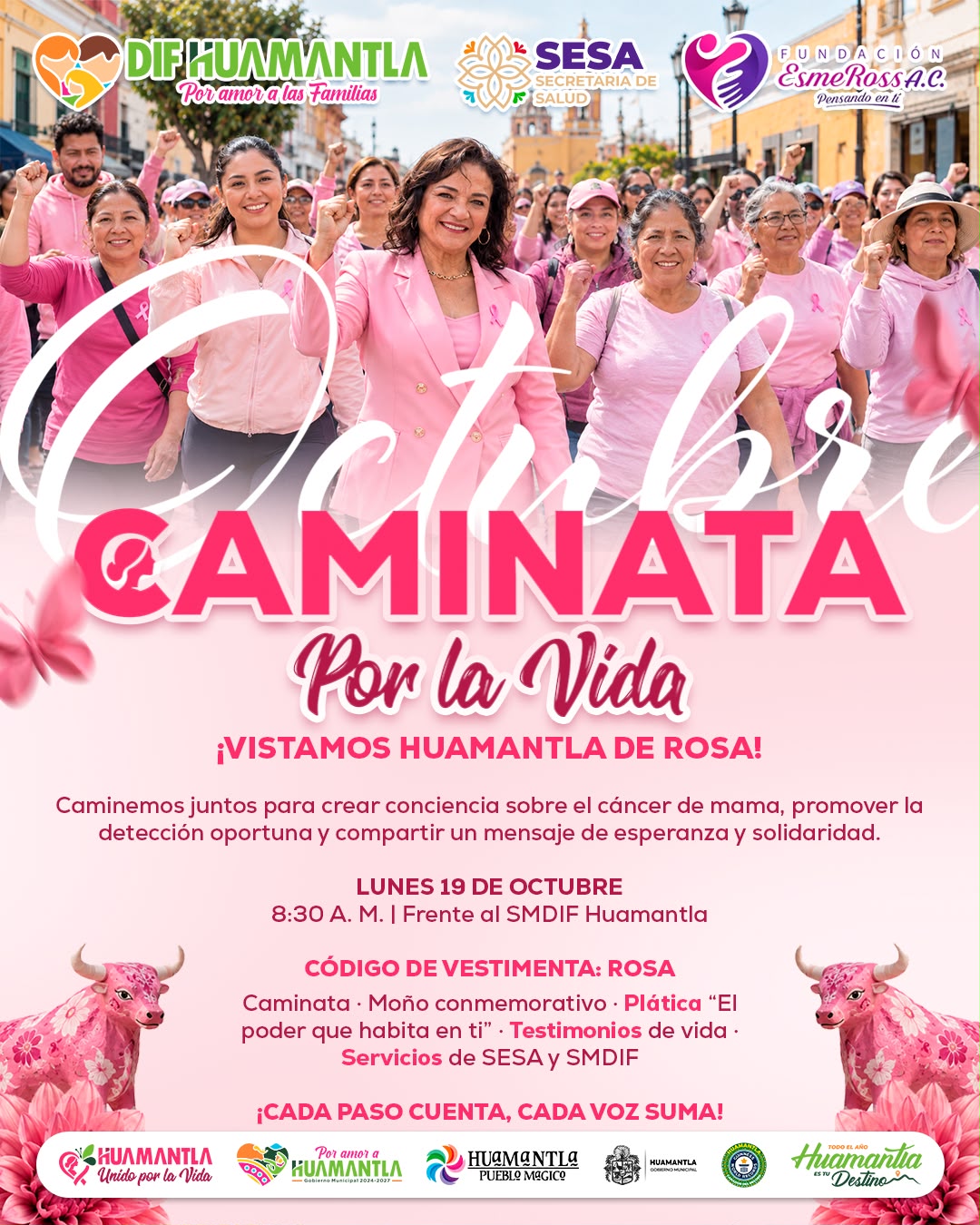 HUAMANTLA CAMINARÁ POR LA VIDA EN EL MARCO DEL DÍA MUNDIAL DE LA LUCHA CONTRA EL CÁNCER DE MAMA
