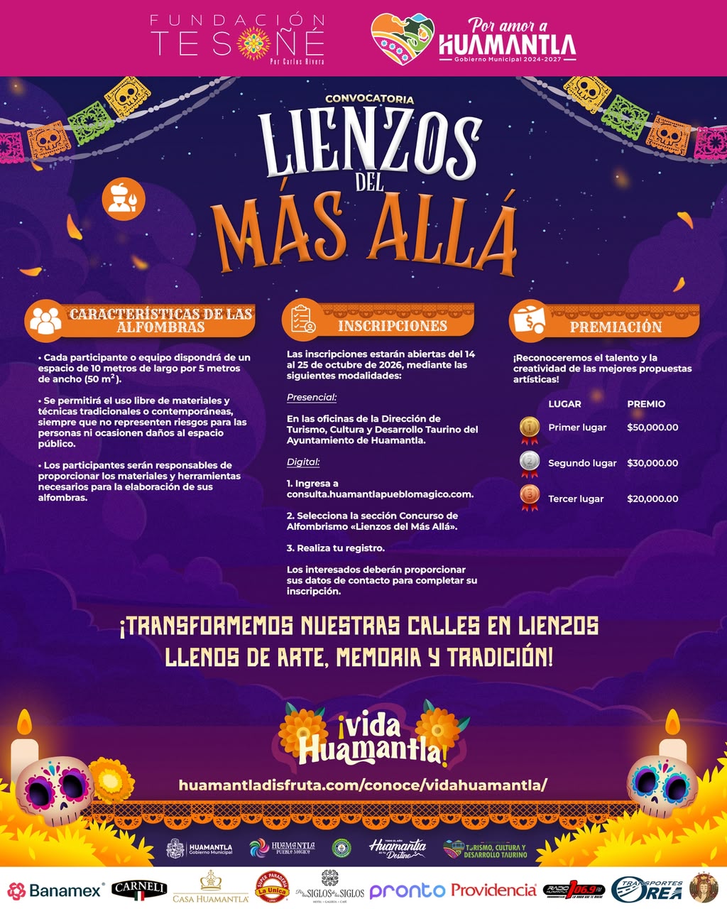 HUAMANTLA INVITA A DAR VIDA AL ARTE Y LA TRADICIÓN CON EL CONCURSO “LIENZOS DEL MÁS ALLÁ”
