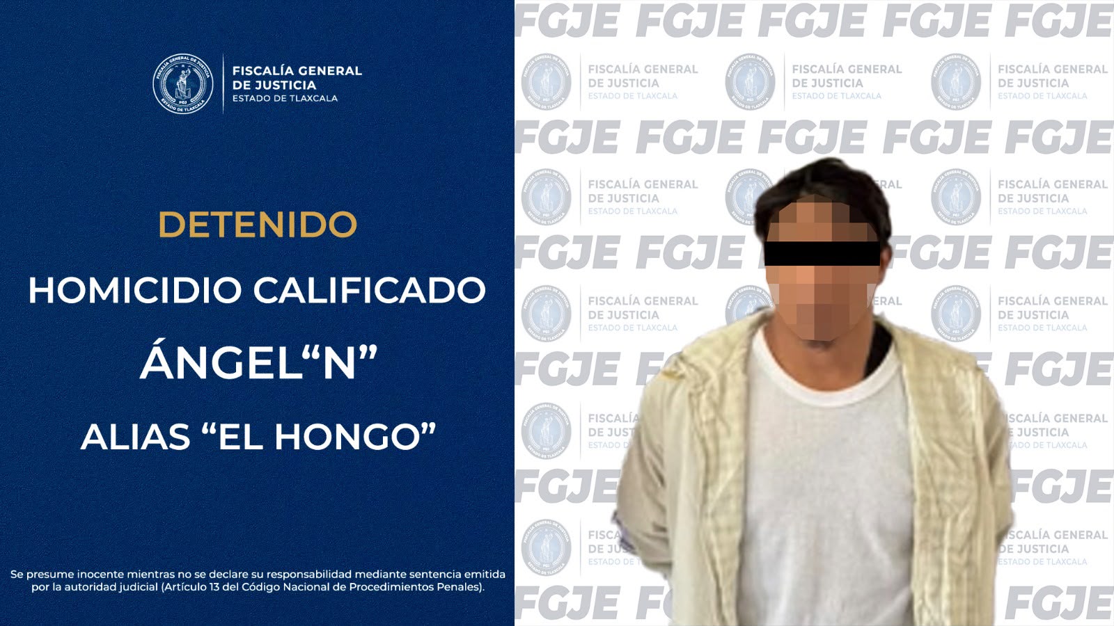 FGJE APREHENDE A HOMBRE POR HOMICIDIO CALIFICADO OCURRIDO EN HUAMANTLA